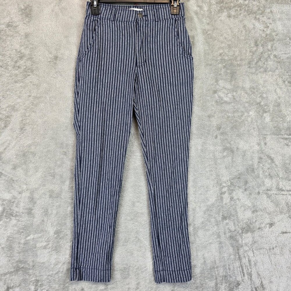 Hollister Pants Womens XS Blue White Striped Ultra High Rise Tapered Casual